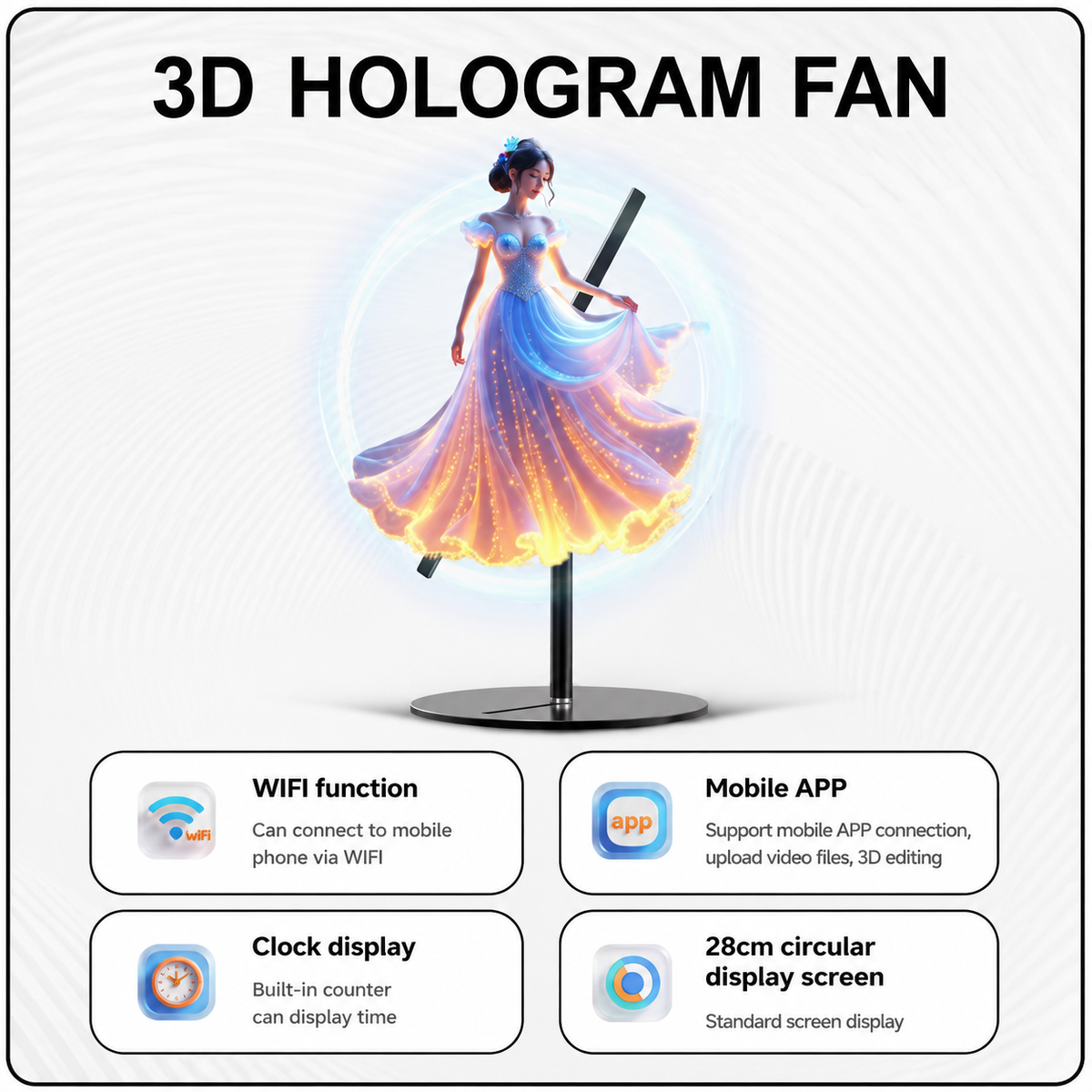 3D Hologram Fan 30cm Desktop